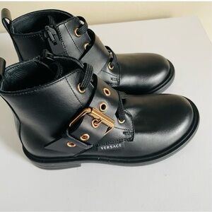 Versace Kids Black and Gold Boots